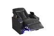 Topgun black leather power recliner front angle