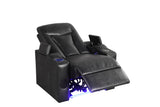 Topgun black leather power recliner front angle