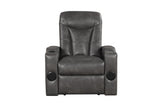 Side view of dark gray power recliner