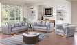 Torino Grey Sofa, Loveseat, and Chair Set with Gold Accents from Decor Furniture