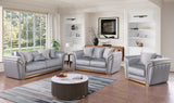 Torino Grey Sofa, Loveseat, and Chair Set with Gold Accents from Decor Furniture