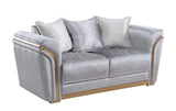 Torino Grey Sofa, Loveseat, and Chair Set with Gold Accents view 3
