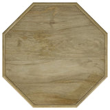 Torres Octagonal Solid Mango Wood Side Table Natural Brown, angled shot showing finish and texture