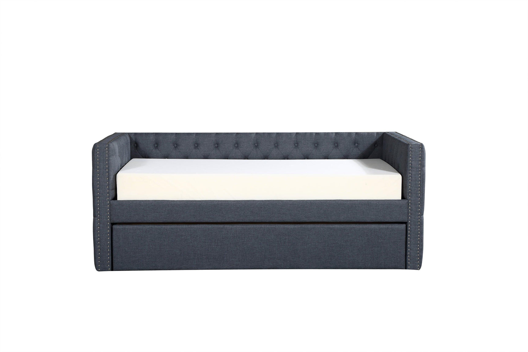 View of storage drawers in Trina Gray twin daybed