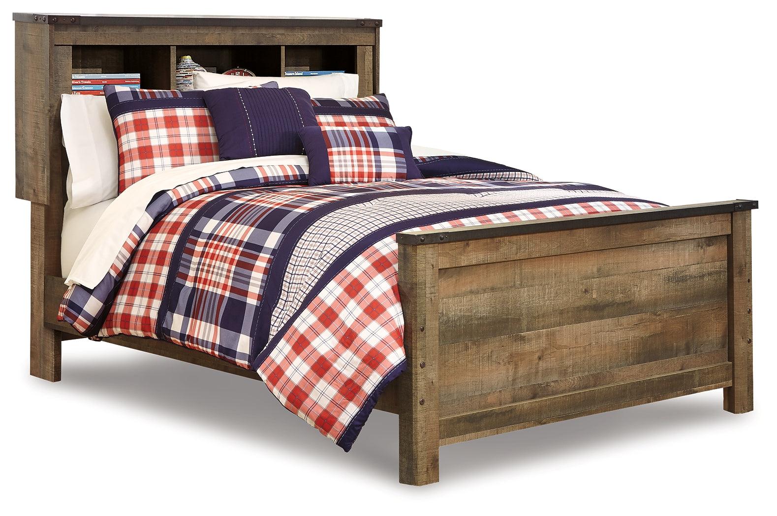 Trinell Brown Full Bookcase Panel Bed - Ella Furniture