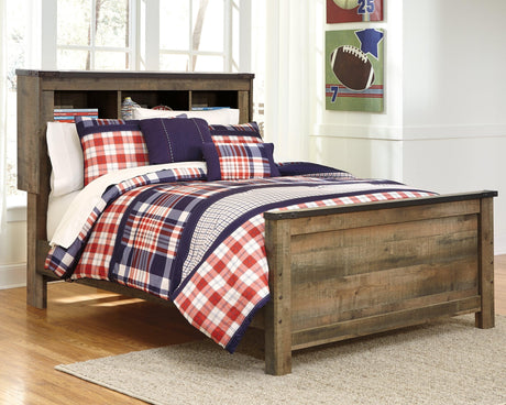 Close-up of bookcase headboard on Trinell Full Bed