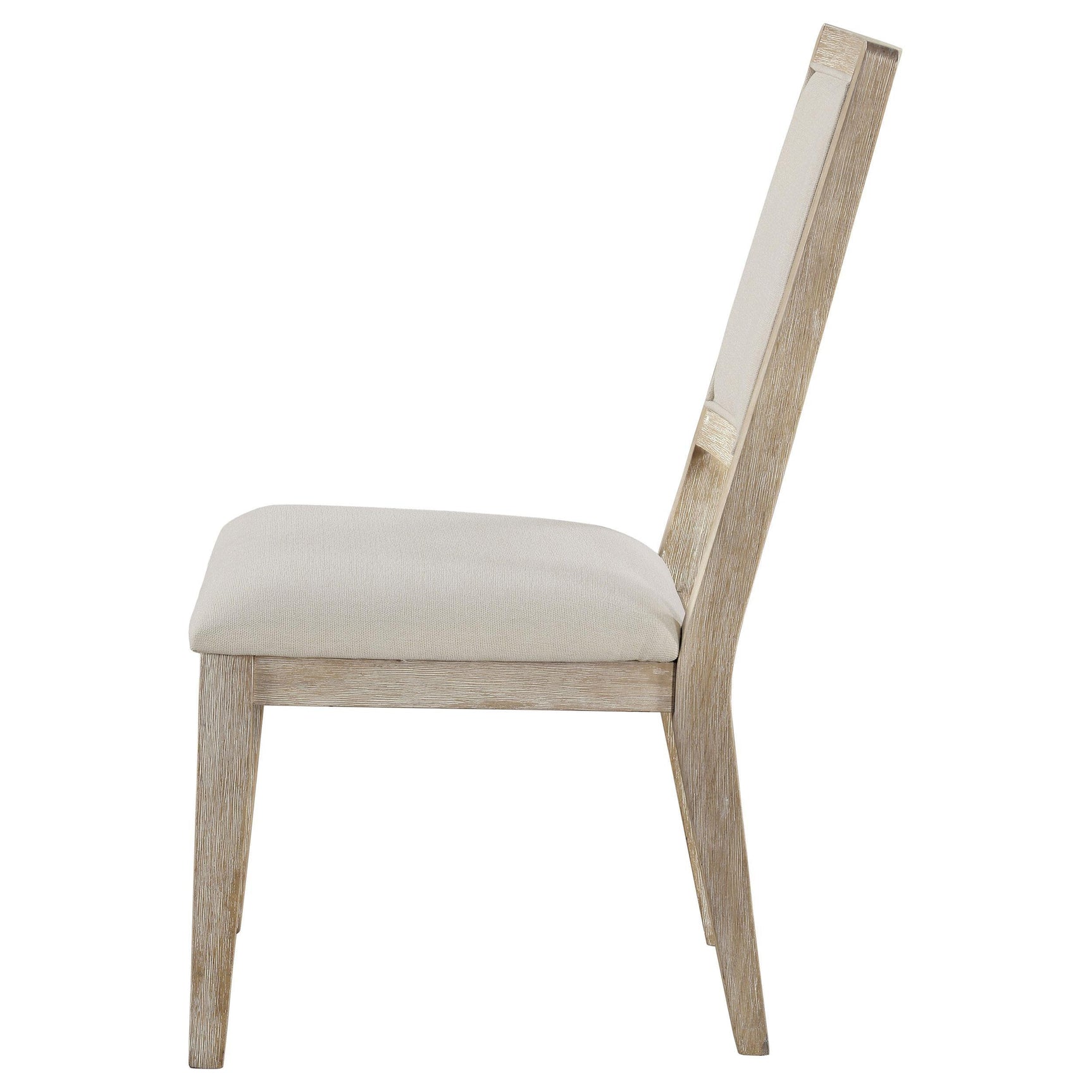 Back view of Trofello cushioned dining side chair with tapered legs