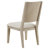Side chair cushion and frame detail in soft beige fabric