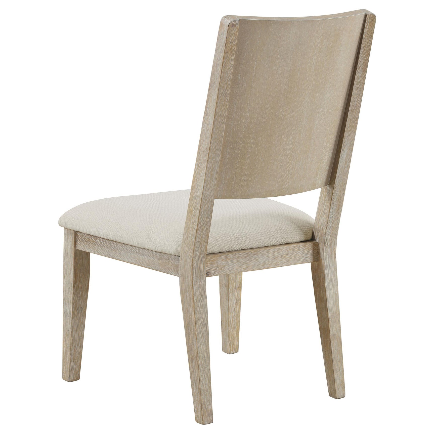 Side chair cushion and frame detail in soft beige fabric