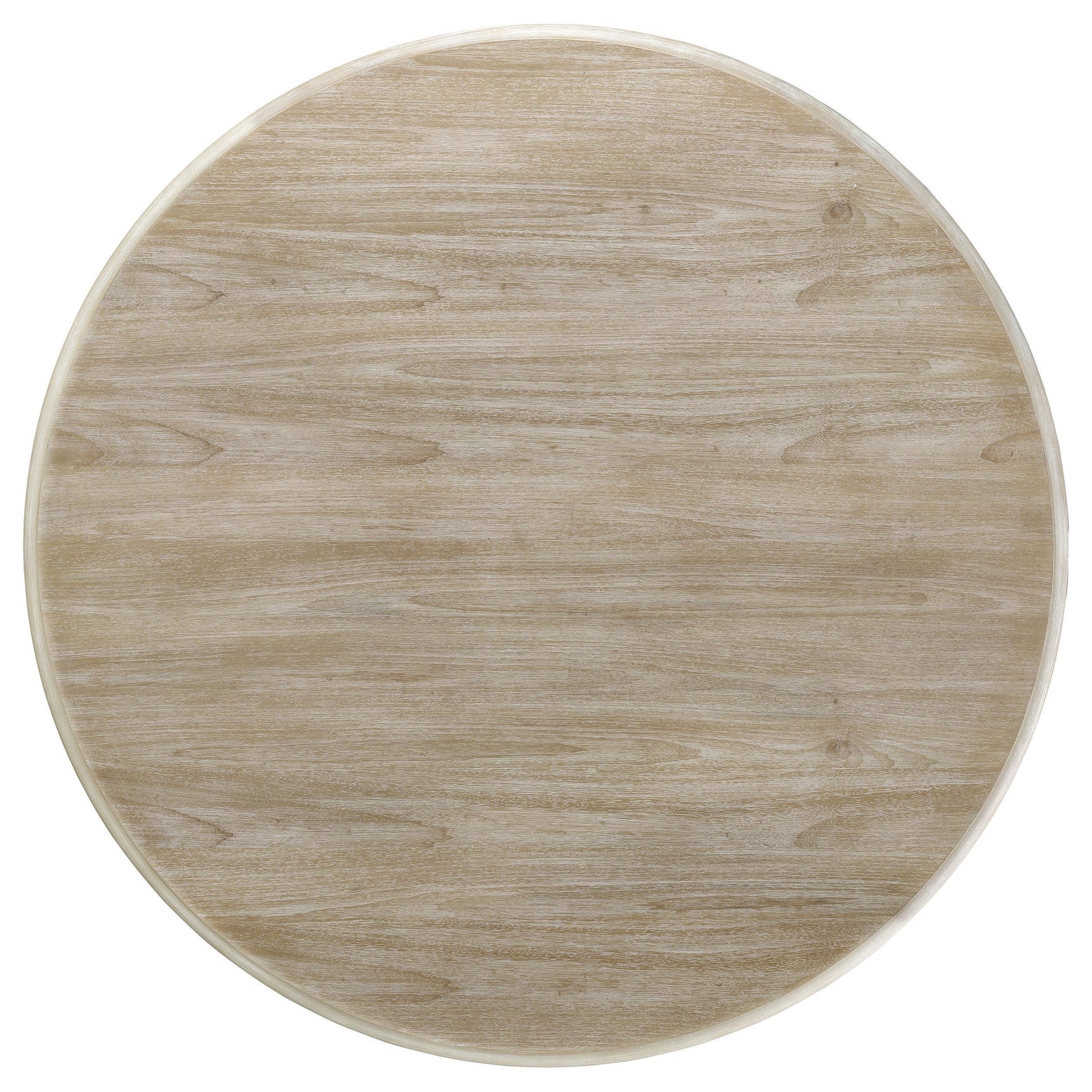 Trofello round 60-inch white washed pedestal dining table side view