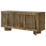 Tyler 3-door mango wood dining sideboard server in brown, front view
