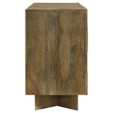 Tyler 3-door mango wood dining sideboard server in brown, front view