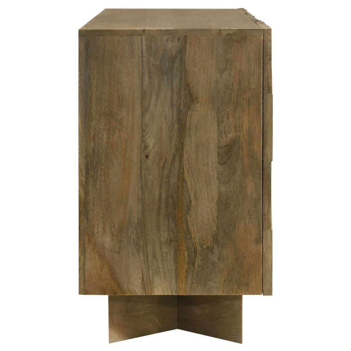 Tyler 3-door mango wood dining sideboard server in brown, front view