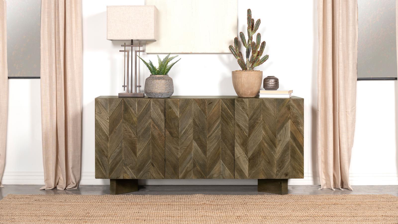 Tyler sideboard angled view highlighting brown mango wood finish