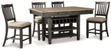 Close-up of textured black and oak finish on Tyler dining table