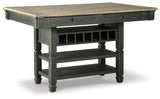 Side view of Tyler dining table drawers and shelves