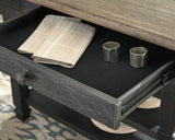 Tyler counter height table storage drawers open showing space