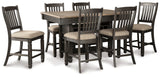 Tyler Black and Gray Creek Counter Height Dining Table with 6 Upholstered Barstools - detailed drawer and storage view