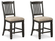 Tyler 2-piece upholstered bar stool set black grayish brown front view