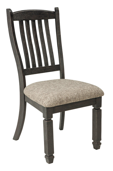 Tyler dining chair set side angle showing slat back and tapered legs