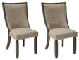 Tyler Upholstered Dining Chair set in black and grayish brown, front angle