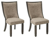 Tyler Upholstered Dining Chair set in black and grayish brown, front angle