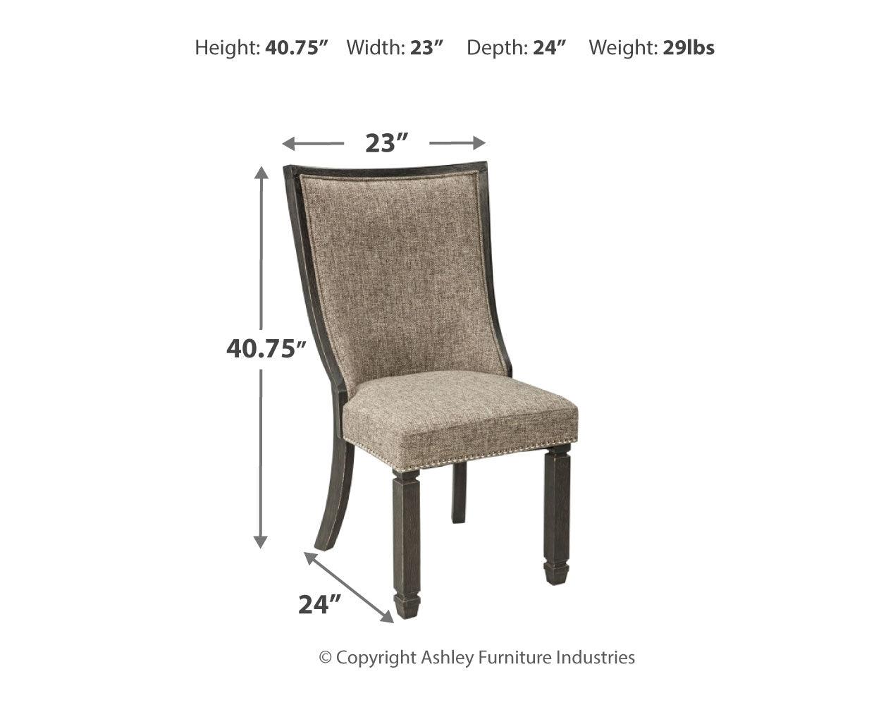 Tyler 2-piece dining chair set close-up on upholstery and nailhead detail