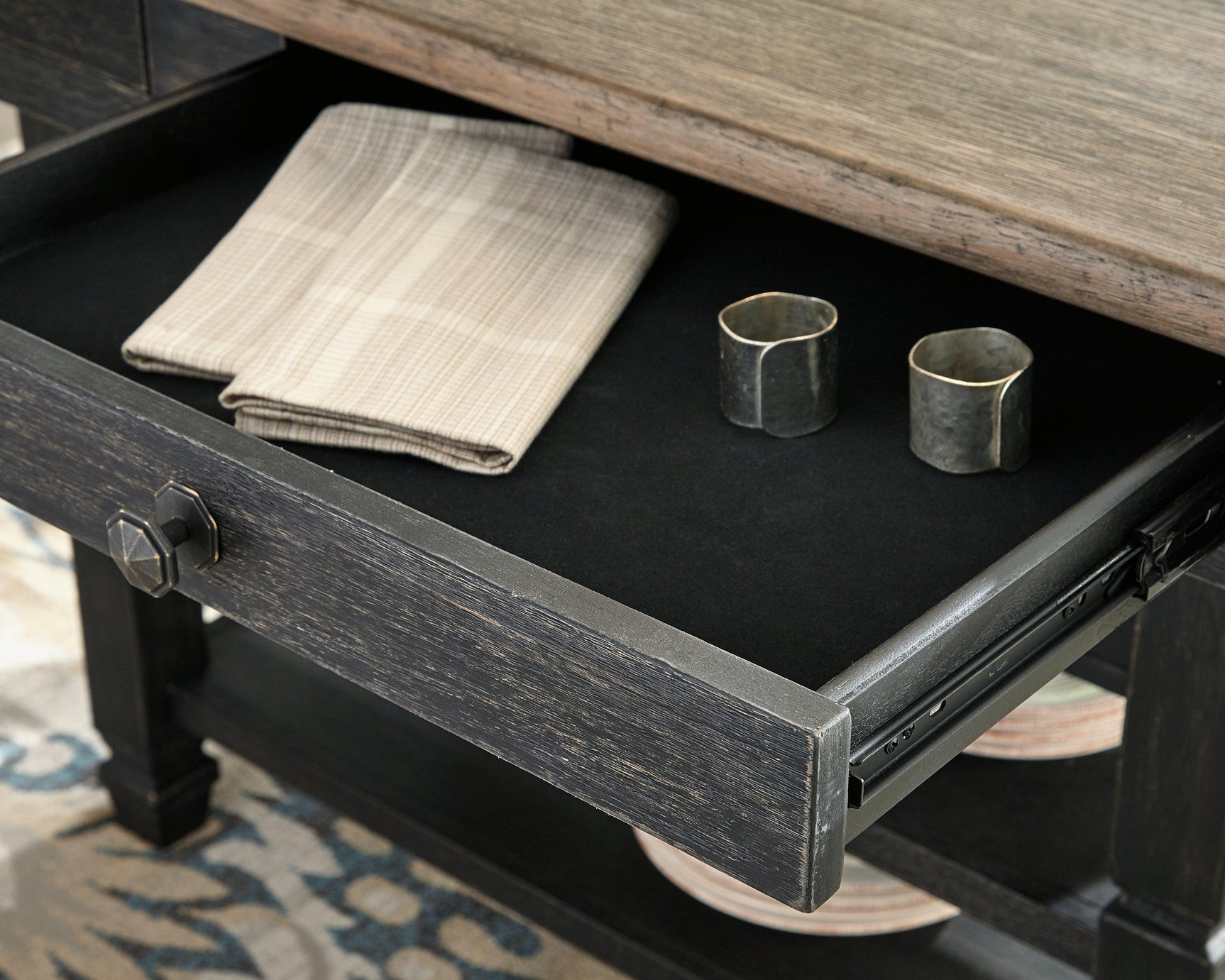 Detailed view of chair upholstery in Tyler Creek set