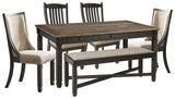 Room view showcasing Tyler Creek Black Gray Rectangular Dining Room Set furniture