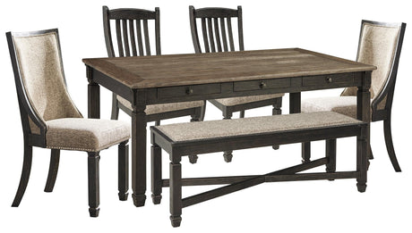 Room view showcasing Tyler Creek Black Gray Rectangular Dining Room Set furniture