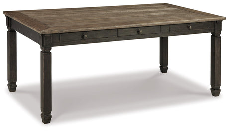 Close-up detail of Tyler Creek Black Gray Rectangular Dining Room Set dining table