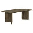 Tyler mango wood dining table rectangular top brown finish front angle