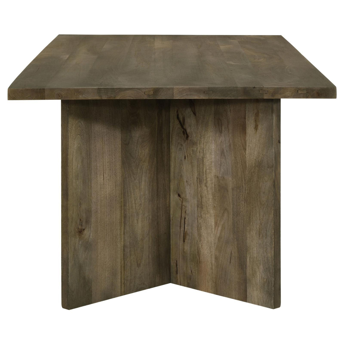Tyler dining table brown mango wood showing sharp true square edge