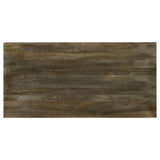 Dining table corner with double V-leg featuring mango wood texture