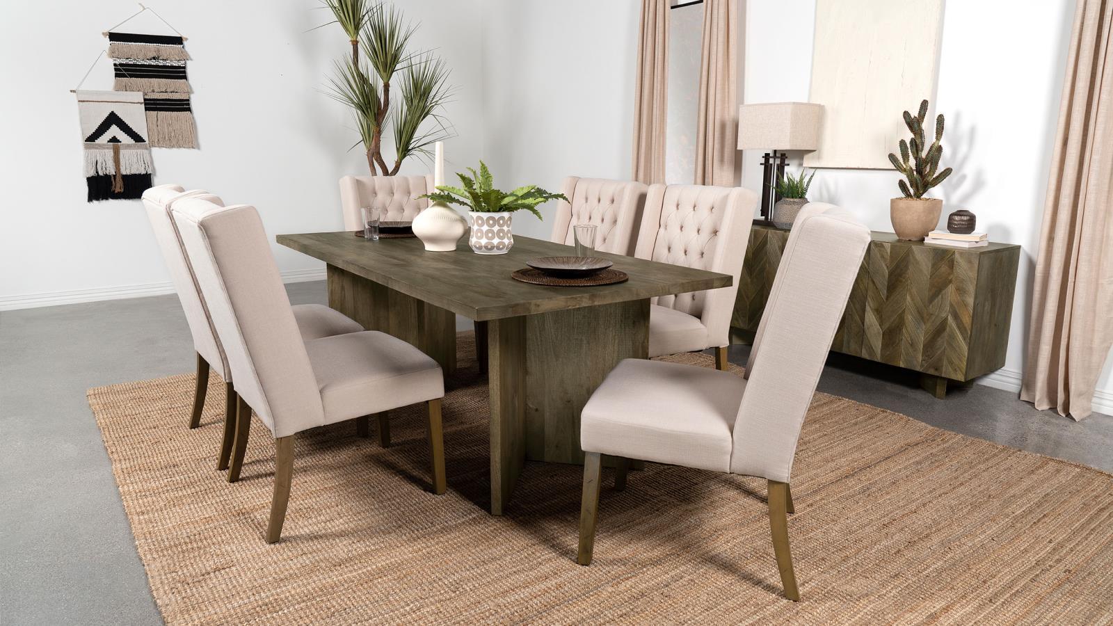 Tyler dining table brown mango wood with modern architectural legs