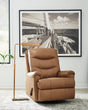 Ulsa Light Brown Top Grain Leather Swivel Recliner from Decor Furniture