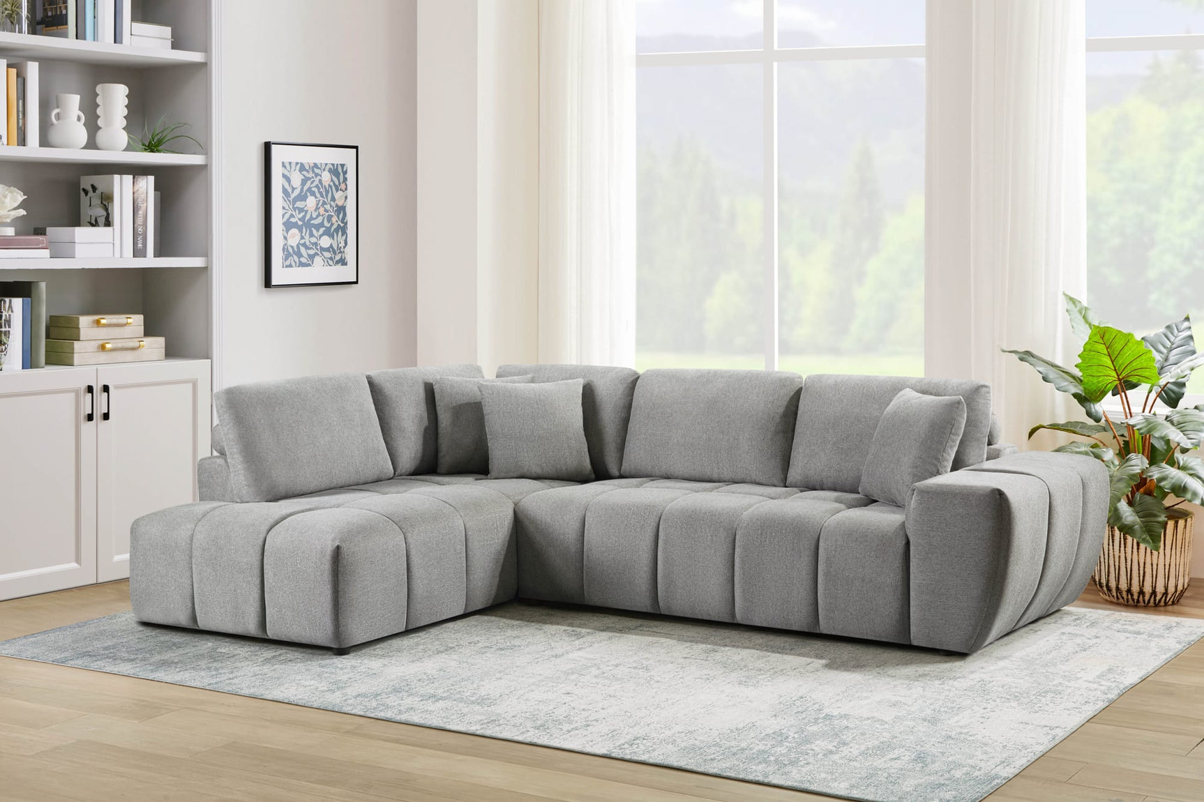Uptown Light Grey 2-Piece Sectional Sofa view 2