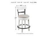 Distressed white base and black metal footrest detail of the Valebeck table