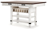 Close-up of Valebeck table distressed vintage white base with black metal accents