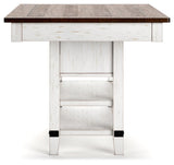 Top view of Valebeck table warm brown pine wood surface