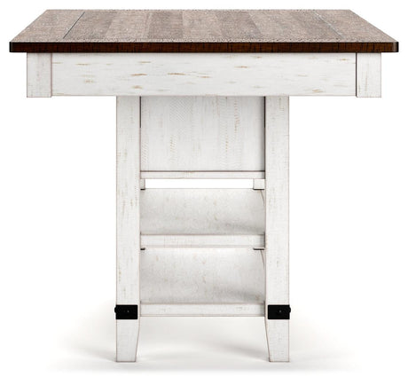 Top view of Valebeck table warm brown pine wood surface
