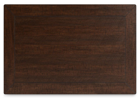 Open shelves under Valebeck dining table base for display