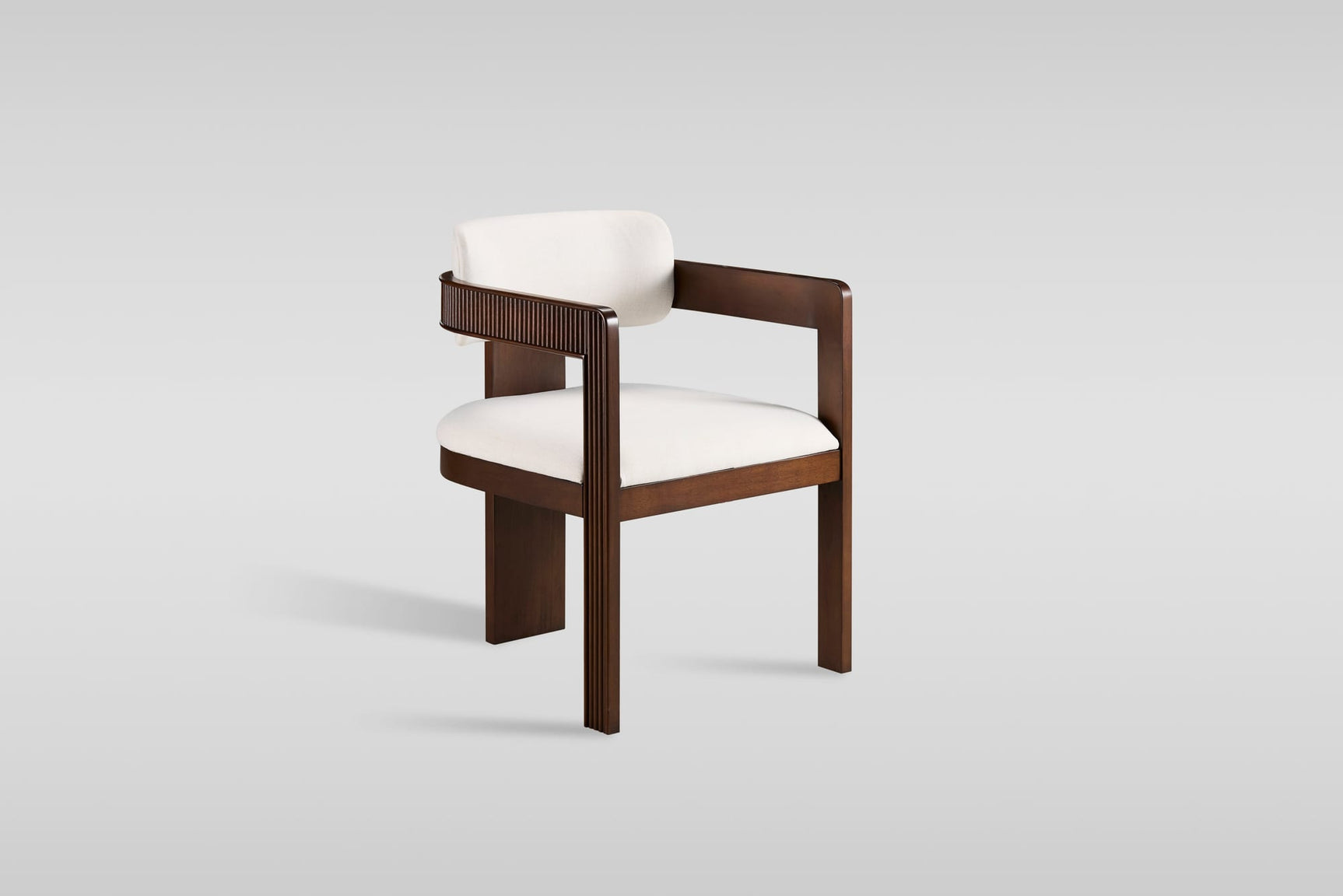 Valente Dining Set in White Sintered Stone and Walnut with Fluted Wood view 4