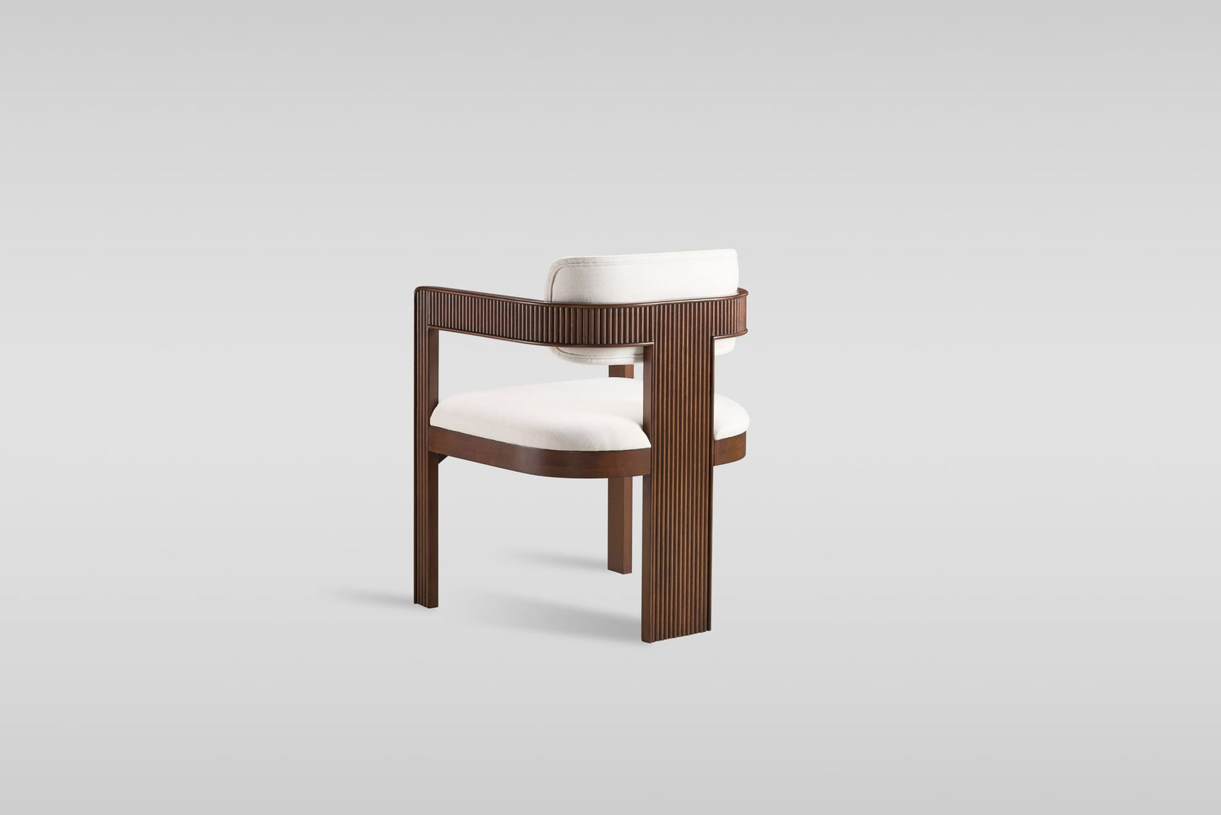 Valente Dining Set in White Sintered Stone and Walnut with Fluted Wood view 5