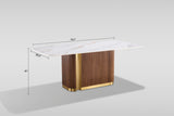 Valente Dining Set in White Sintered Stone and Walnut with Fluted Wood view 10