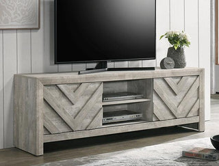 Valor Gray Modern Contemporary Solid Wood And Veneers Storage TV Stand - front view