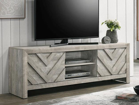 Valor Gray Modern Contemporary Solid Wood And Veneers Storage TV Stand - front view