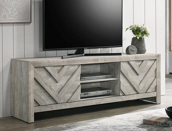 Valor Gray Modern Contemporary Solid Wood And Veneers Storage TV Stand - front view