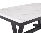 Overall view of dining set with bench and chairs