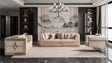 Vega Sofa, Loveseat, and Chair Set with Textured Upholstery and Gold Accents from Decor Furniture